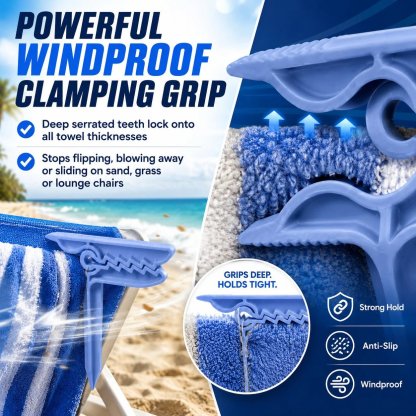 🔥LAST DAY 50% OFF - 🦖 Dinosaur Shape Beach Towel Clips | Windproof Sand Secure Holder (Set of 4)