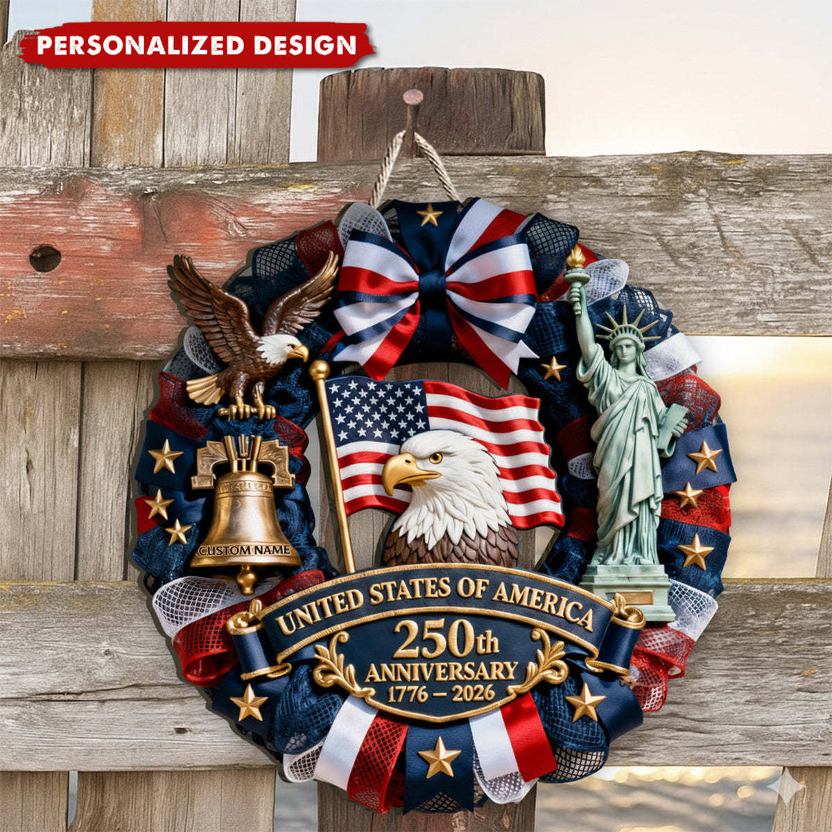 US 250th Anniversary-Personalized Patriot Wood Sign