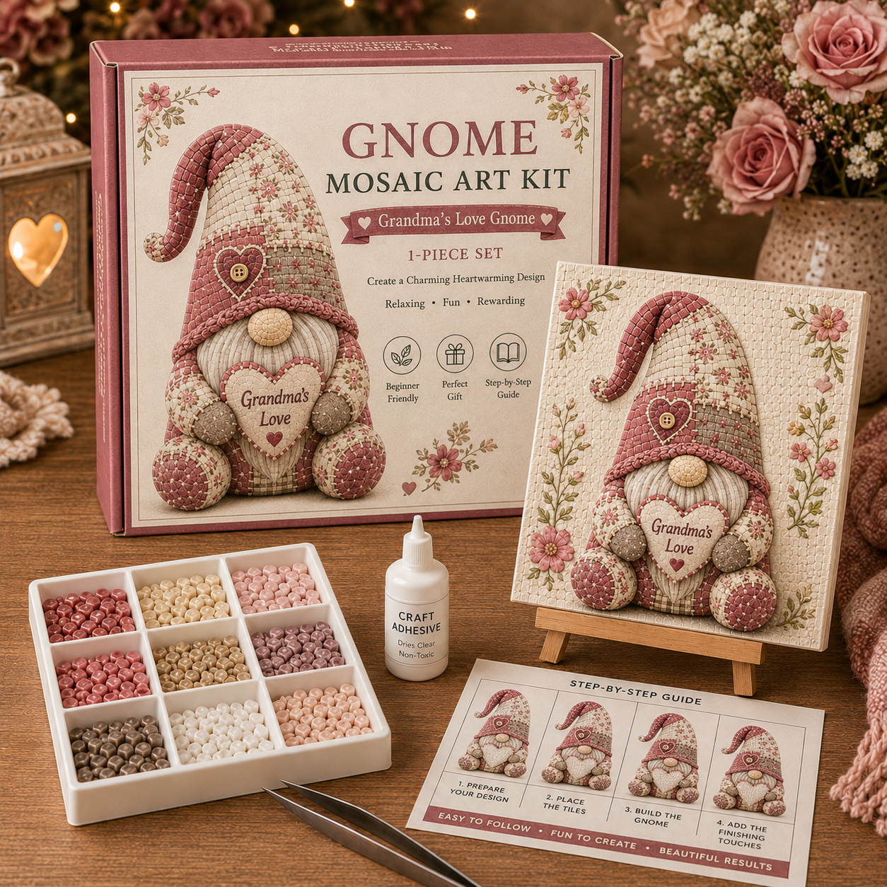 🧩 Gnome Mosaic Art Kit – Create Your Own Charming Handmade Masterpiece