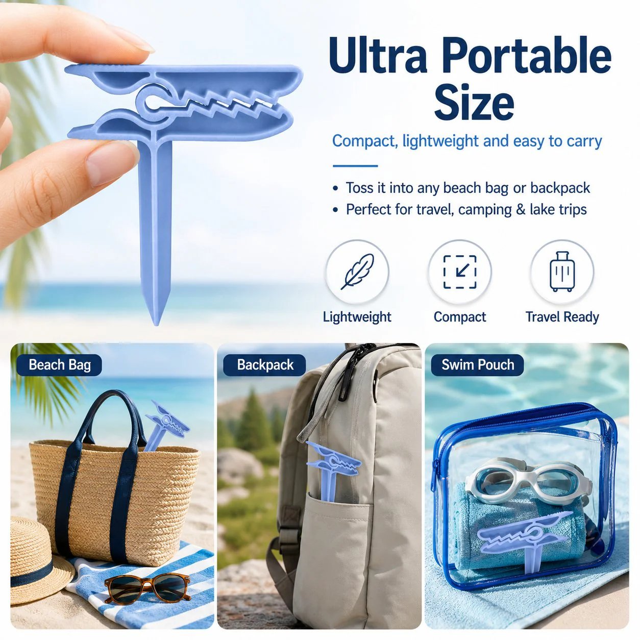 🔥LAST DAY 50% OFF - 🦖 Dinosaur Shape Beach Towel Clips | Windproof Sand Secure Holder (Set of 4)