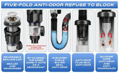 🔥LAST DAY 49% OFF - 🛠️🚰 Bathroom Sink Drain Kit with Flexible Anti-Odor P-Trap