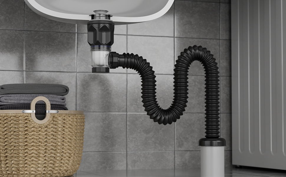 🔥LAST DAY 49% OFF - 🛠️🚰 Bathroom Sink Drain Kit with Flexible Anti-Odor P-Trap