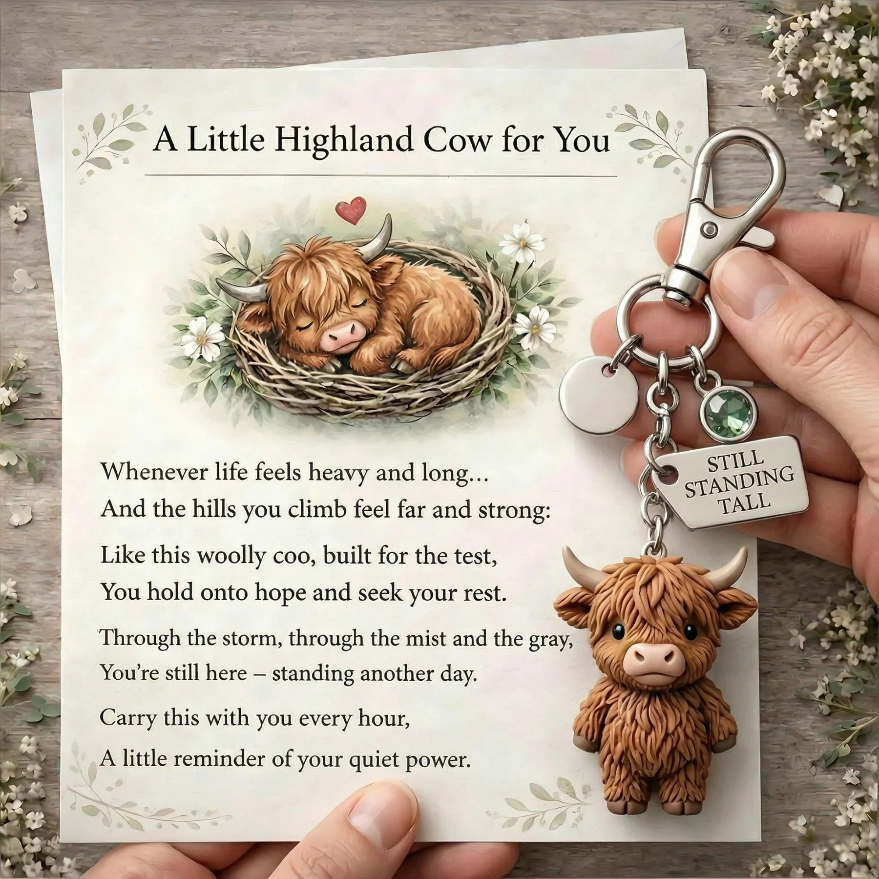 🐮A Little Highland Cow For You Keychain: Your Daily Reminder of Quiet Strength