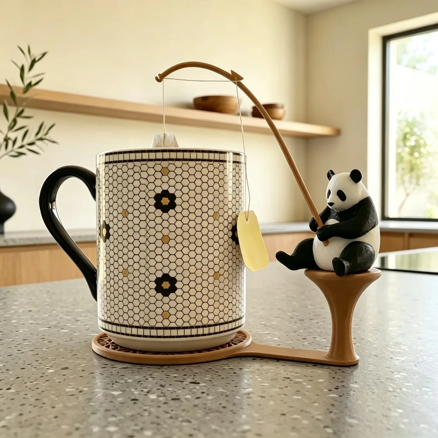 🔥Last Day BUY 3 GET 1 FREE🎣 Fishing Friends Teabag & Spoon Holder | Cute Mug-Rim Companion with Teabag String Holder, Mini Spoon Rest & Coaster Function 🍵