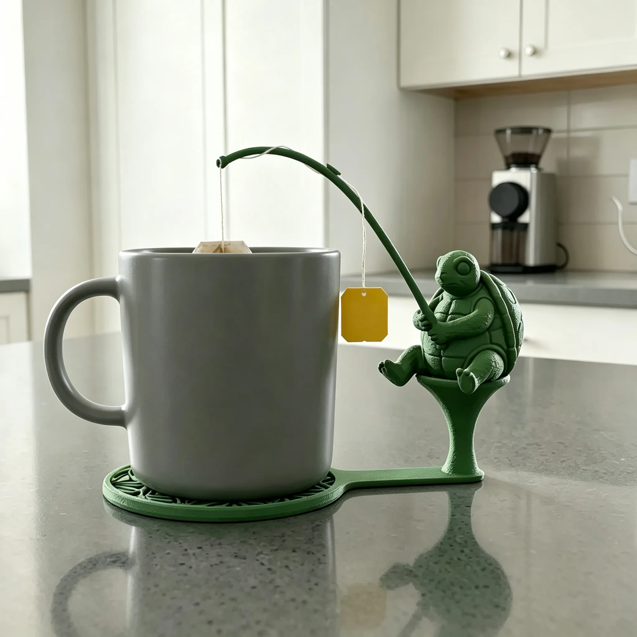 🔥Last Day BUY 3 GET 1 FREE🎣 Fishing Friends Teabag & Spoon Holder | Cute Mug-Rim Companion with Teabag String Holder, Mini Spoon Rest & Coaster Function 🍵