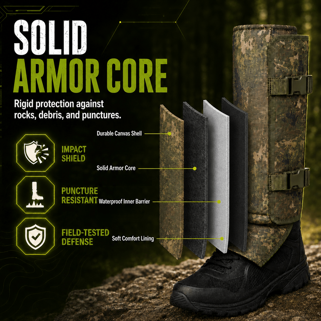 Heavy-Duty Armored Leg Gaiters & Gardening Shin Guards