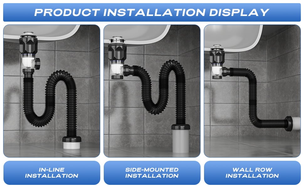 🔥LAST DAY 49% OFF - 🛠️🚰 Bathroom Sink Drain Kit with Flexible Anti-Odor P-Trap