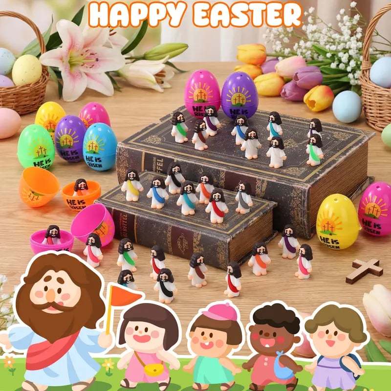 ✝️Christian Easter Surprise Eggs: Pre‐Filled Eggs with Mini Jesus Figures – Share Hope & Faith This Spring🌸
