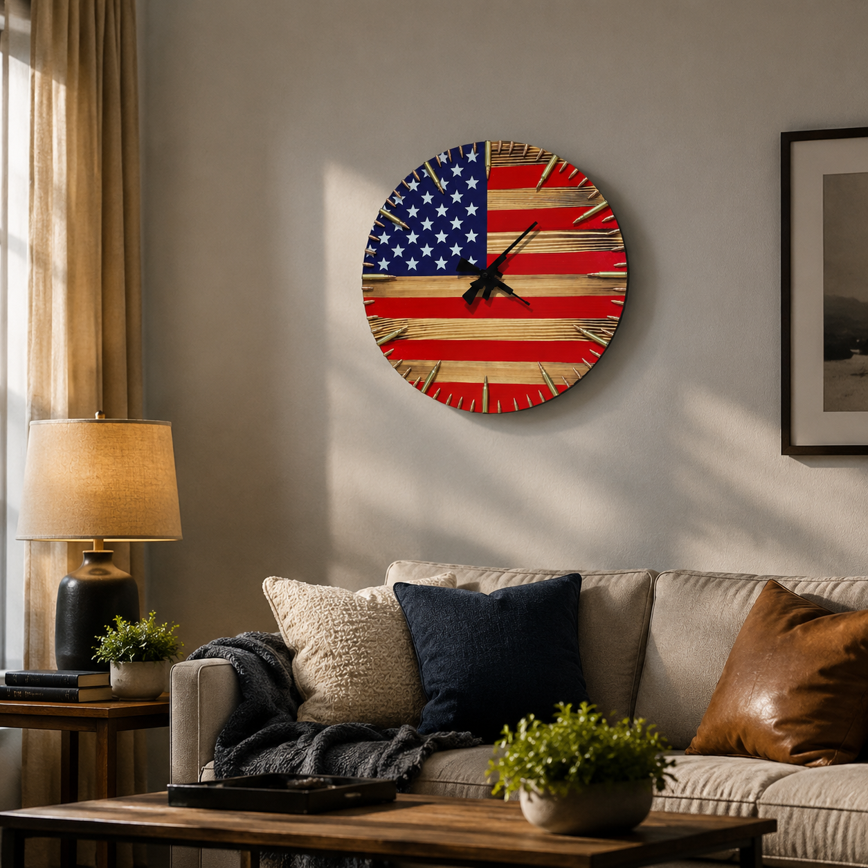 🔥100% Handmade American Flag Clock
