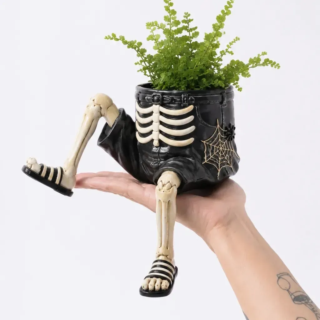 💀🎃Halloween Whimsical Hanging Leg Planter Hand-Painted Resin Succulent Pot💐(BUY 2 FreeShipping）