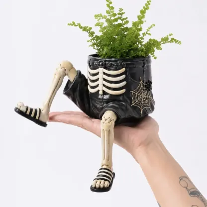 💀🎃Halloween Whimsical Hanging Leg Planter Hand-Painted Resin Succulent Pot💐(BUY 2 FreeShipping）