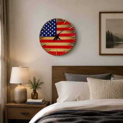 🔥100% Handmade American Flag Clock