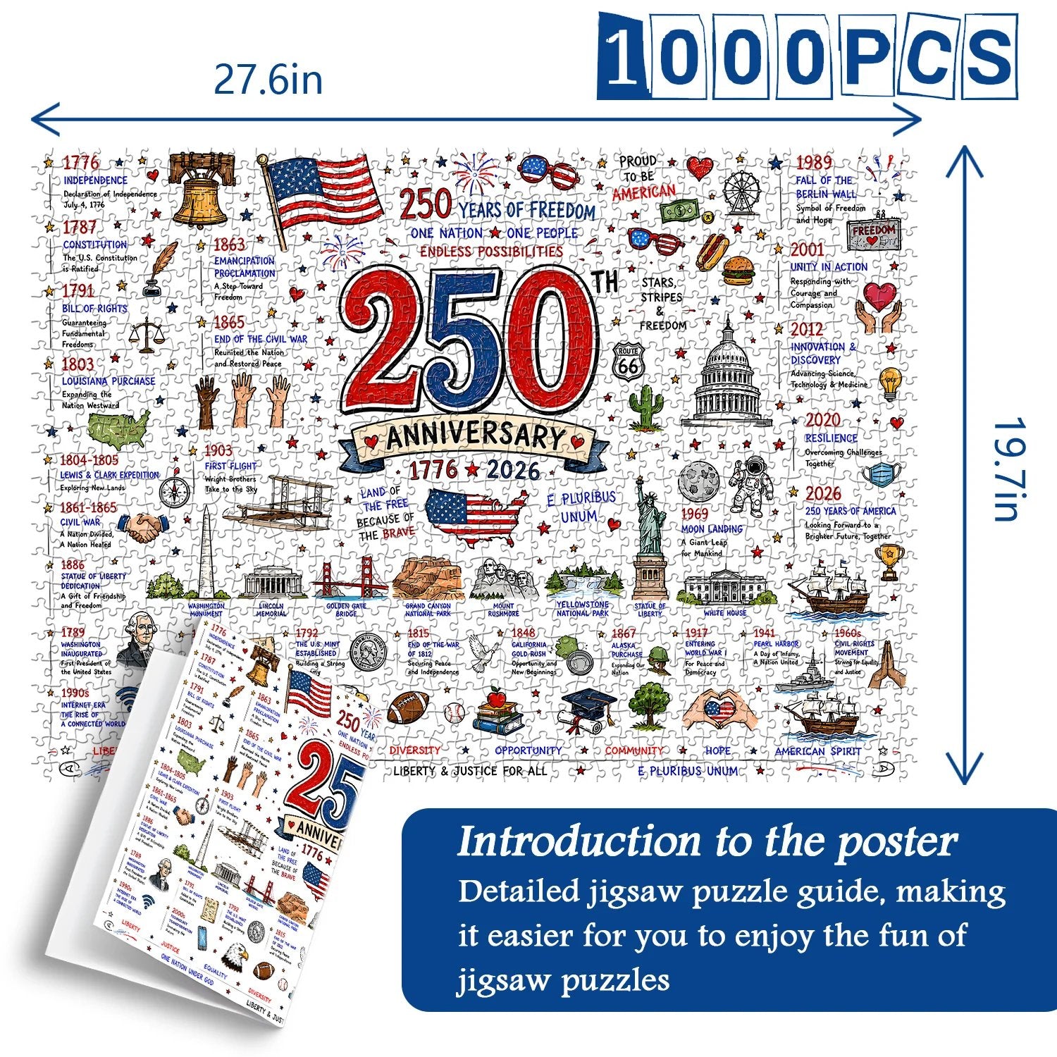 🧩 Patriotic America Jigsaw Puzzle 1000 Pieces 🎁 Buy 2 Free Shipping
