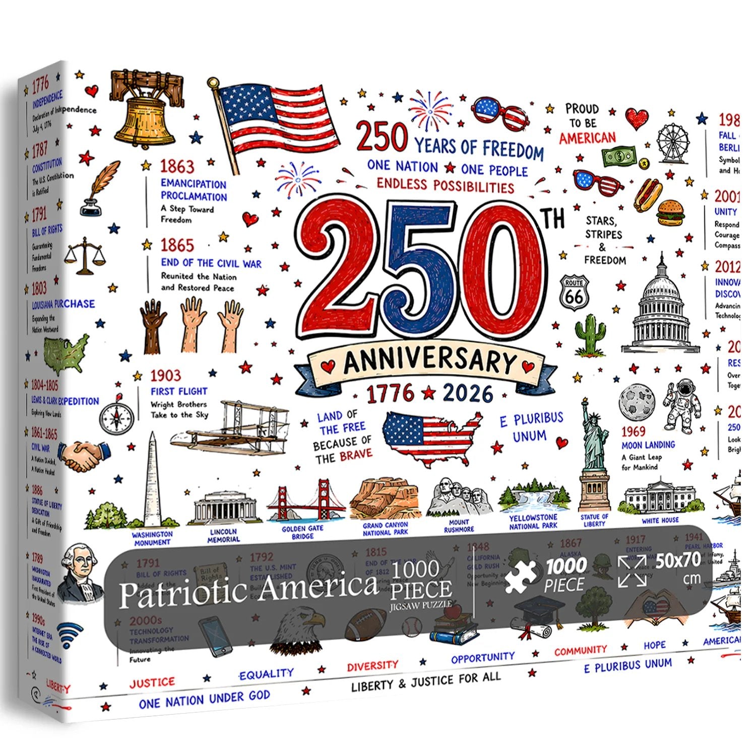 🧩 Patriotic America Jigsaw Puzzle 1000 Pieces 🎁 Buy 2 Free Shipping