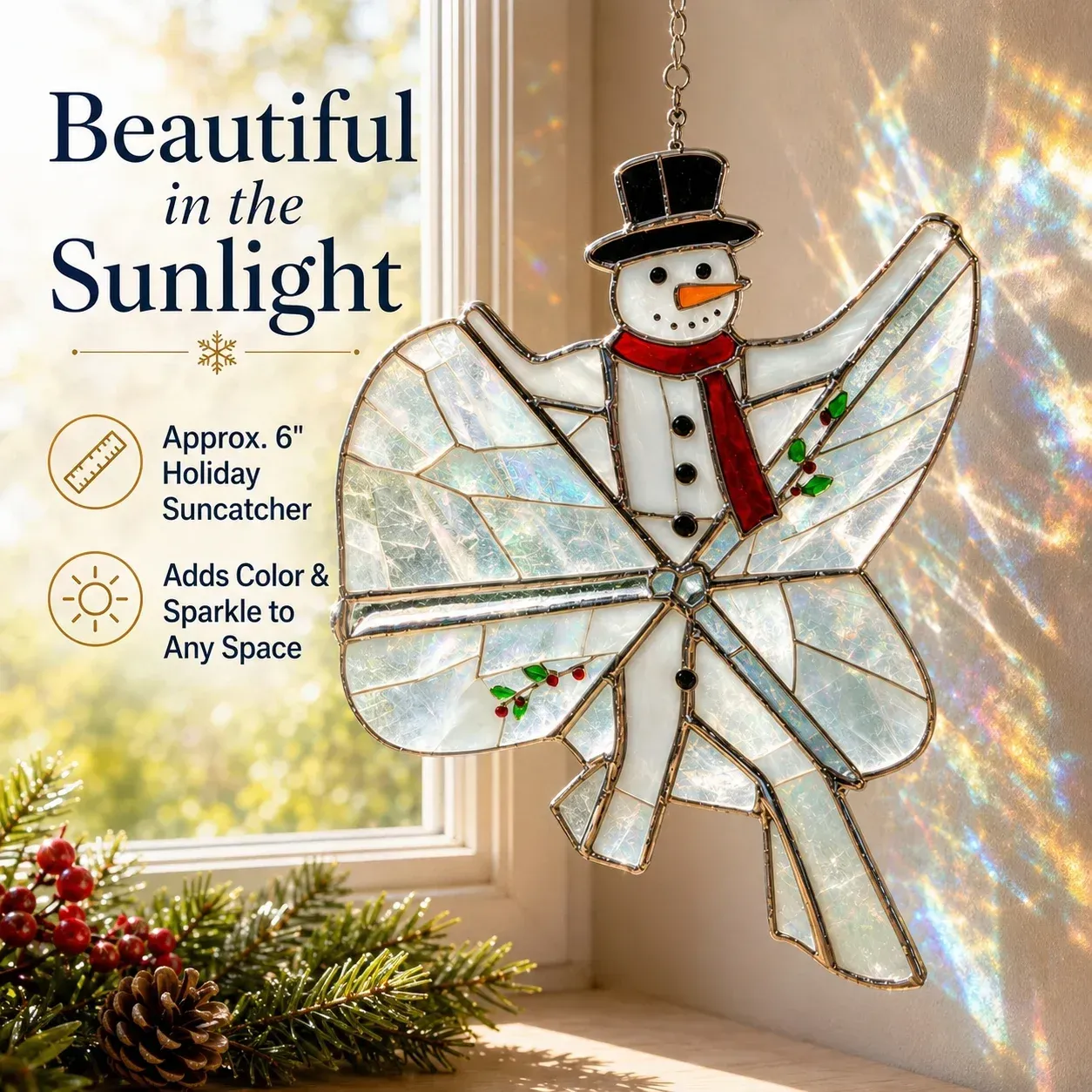 ⏳Last Day BUY 3 Get 1 Free 🎄Beginner-Friendly 3D Christmas Iridescent Suncatcher DIY Kit | Complete Kit with Glass-Style Panels, Metal Frames, Hanging Chain, Tools & Step-by-Step Guide Included 💕