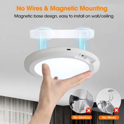 2026 New Rechargeable Motion Sensor Ceiling Light with Remote - Magnetic Wireless Ceiling Light Battery Powered for Closet Shower Stairs Shed Hallway Porch Patio ect