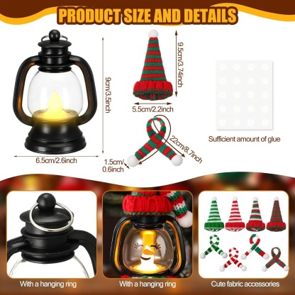 🎄Early Christmas Sale⛄6PCS  Mini Snowman Lantern with Hats and Scarves
