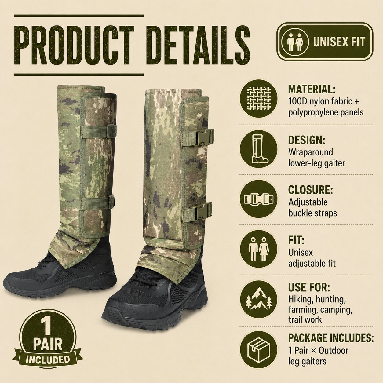 Heavy-Duty Armored Leg Gaiters & Gardening Shin Guards