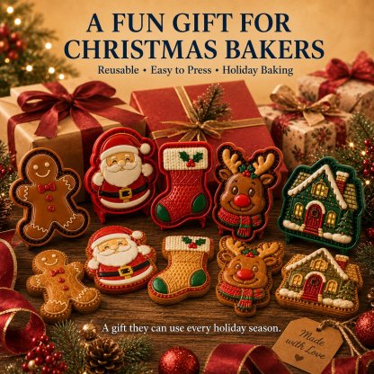 🔥Last Day BUY 3 GET 1 FREE🎄 9-Design Christmas Mini Pie Mold Collection | Reusable Embossed Molds for Shaping Detailed Santa, Snowman, Reindeer, Tree & Holiday Pies 🥧✨