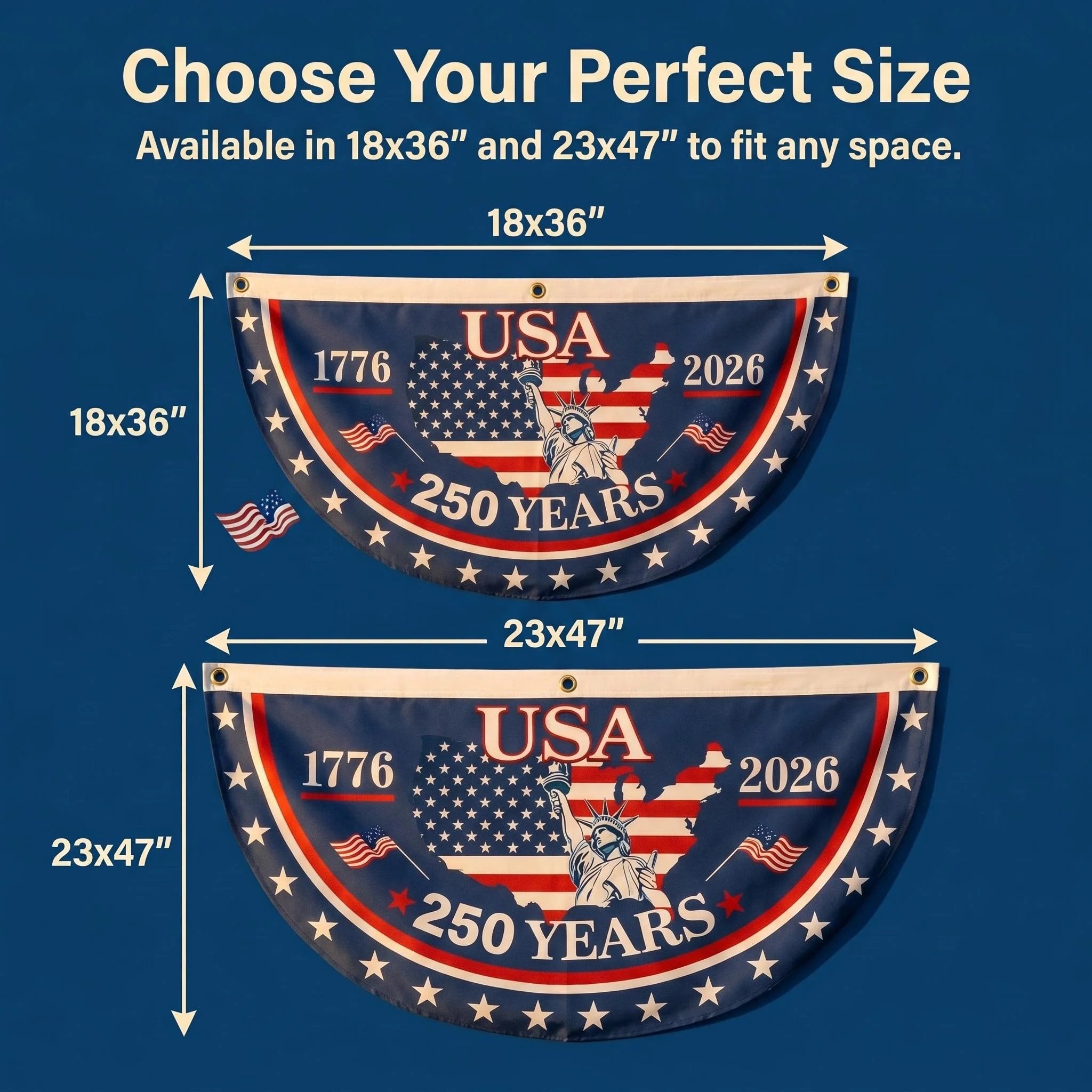 🗽USA 250th Anniversary Flag Half Round Banner🦅
