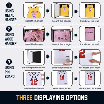 Large Wooden Jersey Display Frame Case Lockable/Sport Jersey Shadow Box with 98% UV Protection Acrylic