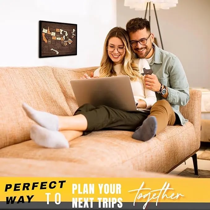 🔥Last Day 49% OFF -🇺🇸 Wooden USA Travel Map Puzzle🧩A Stylish Way to Track Your Journey & Memories