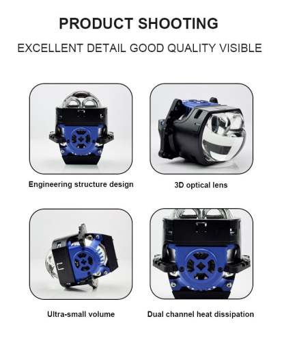 BI-LED PROJECTOR HEADLIGHT WITH 3 DIRECT LASER HIGH BEAM LENSES