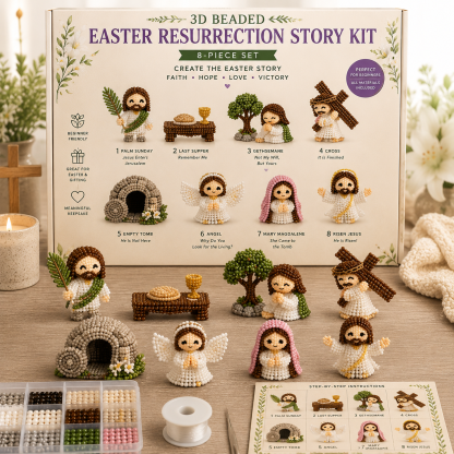 3D Beaded Nativity Collection DIY Kit – Handmade Christmas Faith Craft Set (8-Piece Set)
