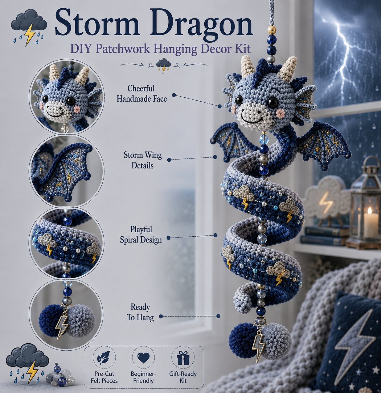 ⏳ Last Day 49% OFF – 🐉 Beginner-Friendly DIY Enchanted Dragon Spiral Hanging Ornament Kit | Complete Kit with All Tools & Step-by-Step Guide Included 💕