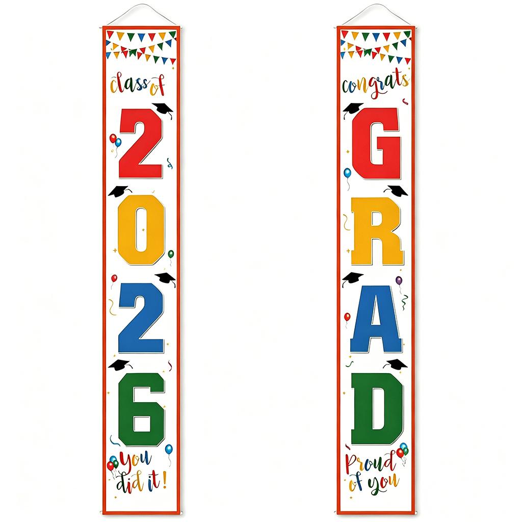 🔥LAST DAY 50% OFF - 🎓Class of 2026 Graduation Banner | Congrats Grad Front Door Porch Decor for Graduation Party (✨Set of 2)
