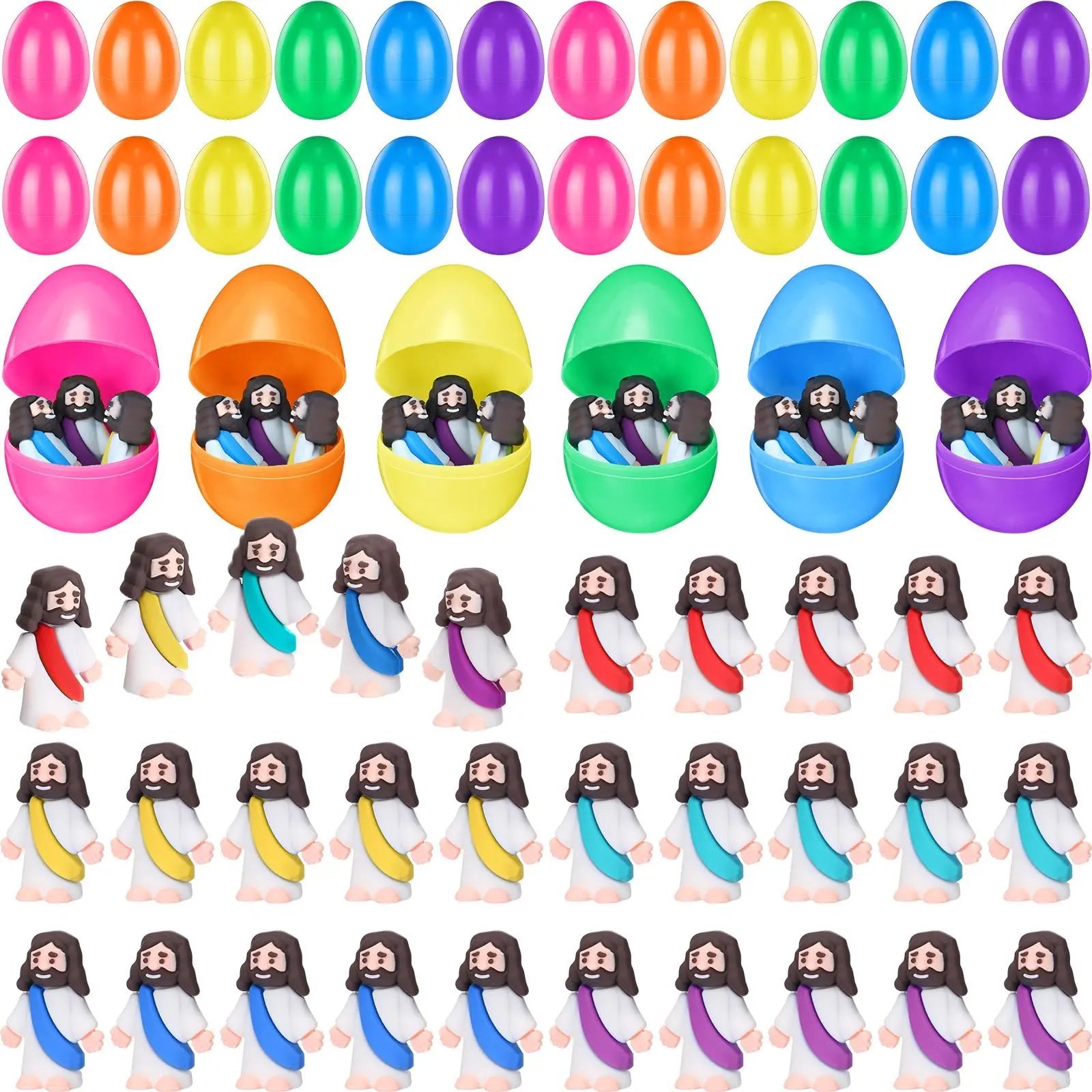 ✝️Christian Easter Surprise Eggs: Pre‐Filled Eggs with Mini Jesus Figures – Share Hope & Faith This Spring🌸