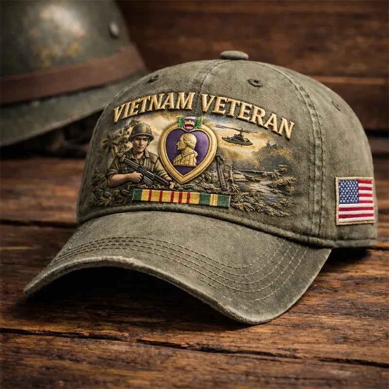 ✨Crafted by Hand Embroidery-Vietnam Veteran Commemorative Cap(✝️Keep Their Memory Alive)
