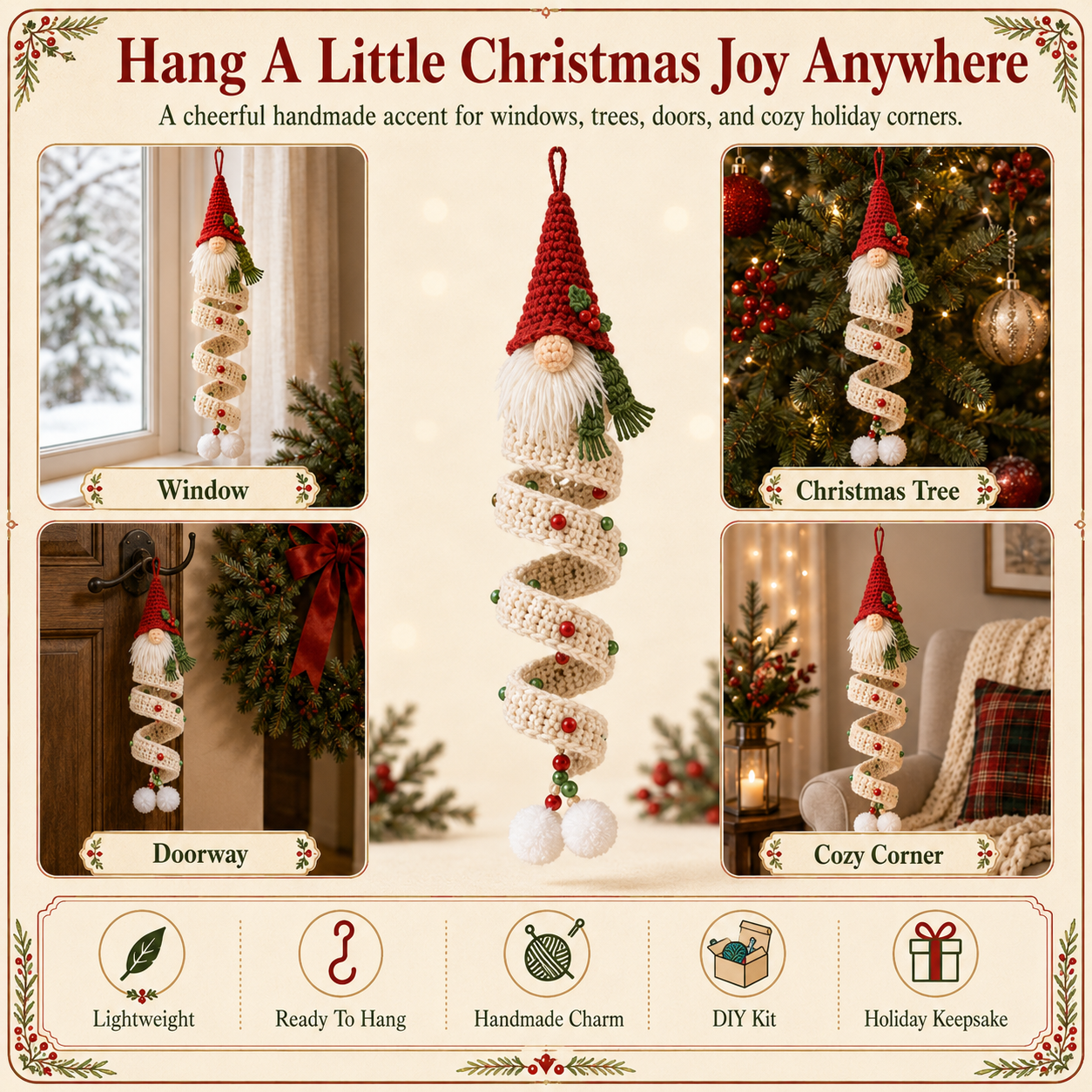 🎄 DIY Crochet Gnome Ornament Collection