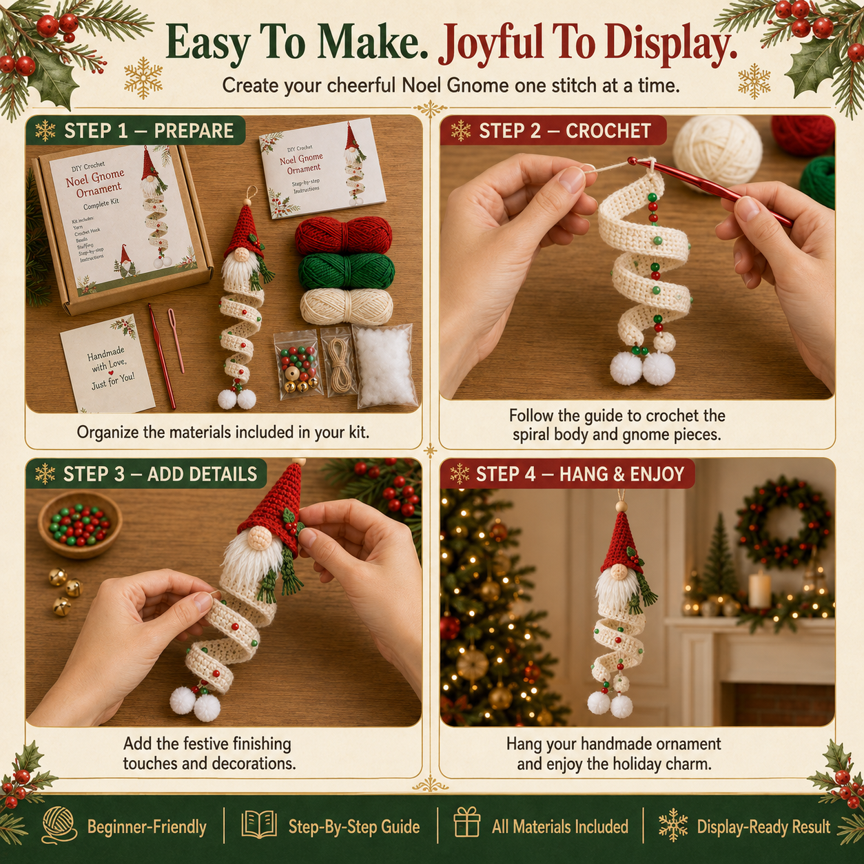 🎄 DIY Crochet Gnome Ornament Collection