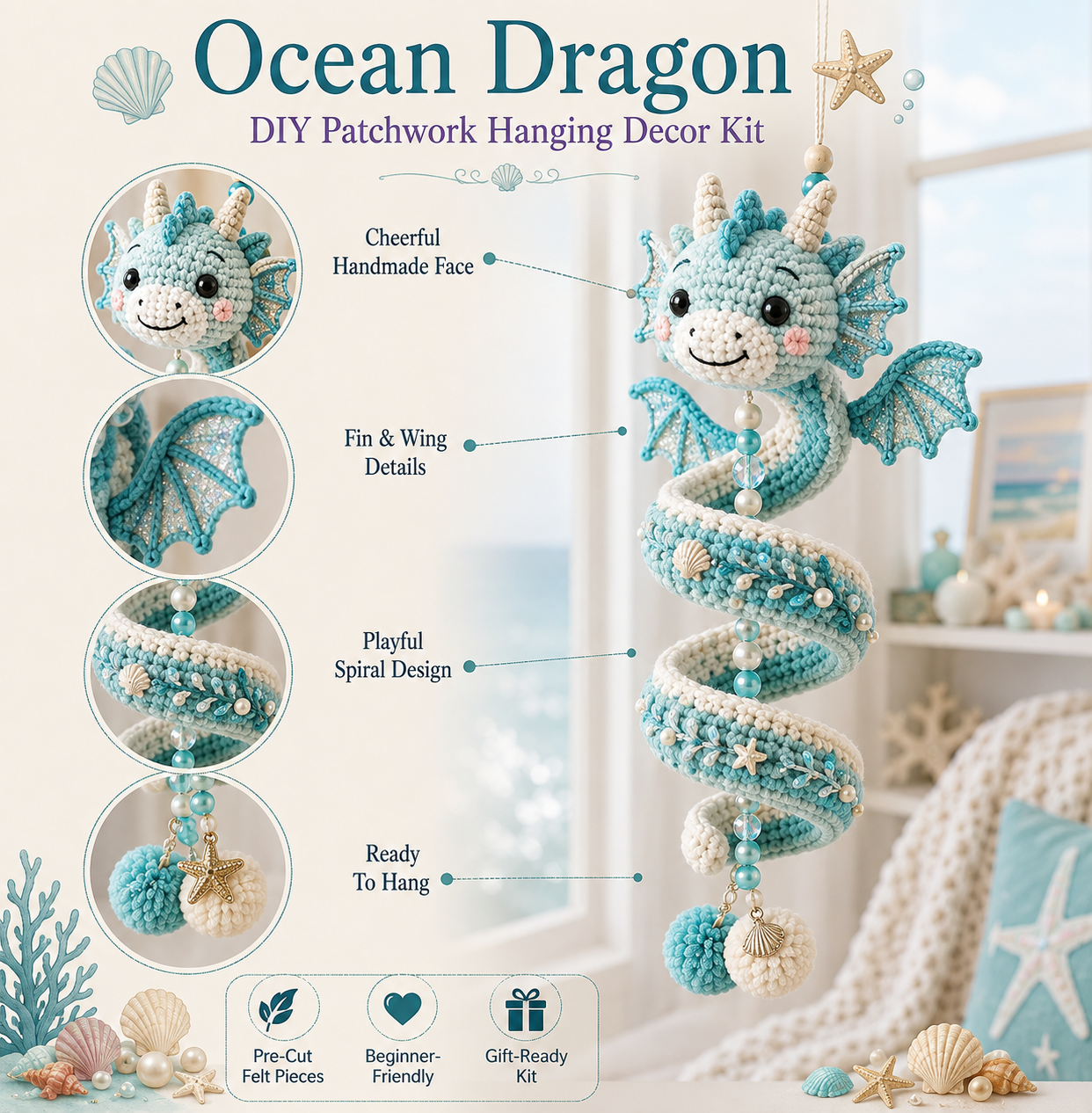 ⏳ Last Day 49% OFF – 🐉 Beginner-Friendly DIY Enchanted Dragon Spiral Hanging Ornament Kit | Complete Kit with All Tools & Step-by-Step Guide Included 💕
