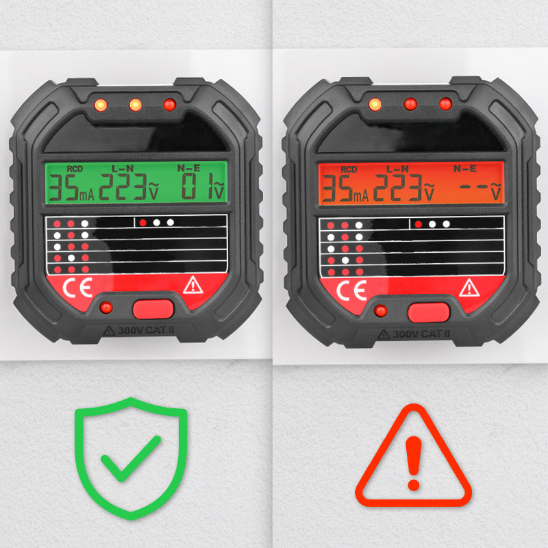 Dual-color visual alerts LCD screen green for safe and red for faults