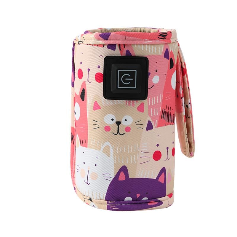 Portable Heated Bottle Cover - Keep Baby&rsquo;s Milk Warm Anywhere! Universal Fit + 100cm Cord | Cute Cat Design