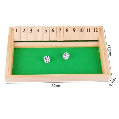 SHUT THE BOX-WOODEN DICE BOARD GAME