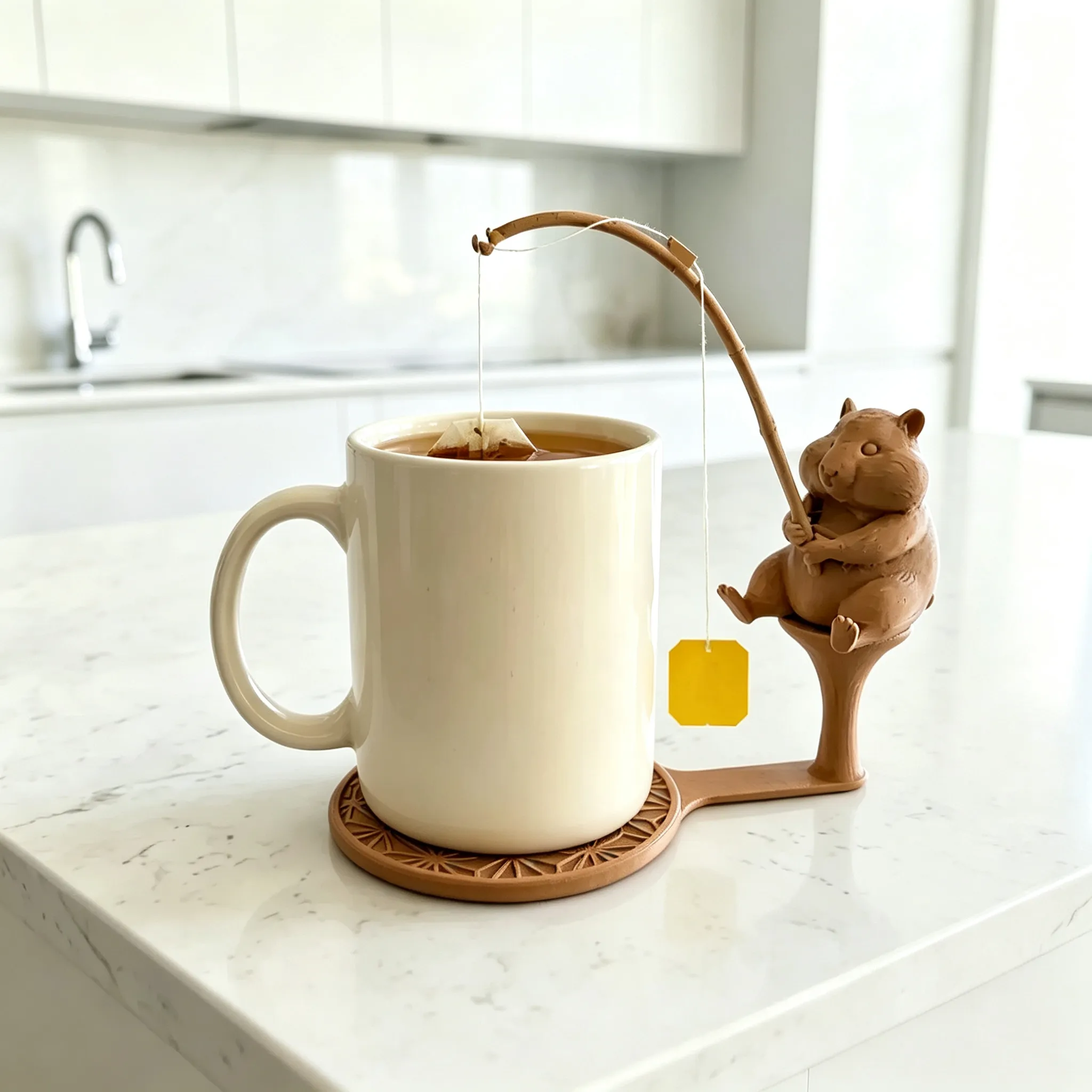 🔥Last Day BUY 3 GET 1 FREE🎣 Fishing Friends Teabag & Spoon Holder | Cute Mug-Rim Companion with Teabag String Holder, Mini Spoon Rest & Coaster Function 🍵