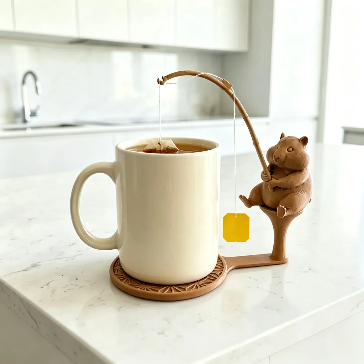 🔥Last Day BUY 3 GET 1 FREE🎣 Fishing Friends Teabag & Spoon Holder | Cute Mug-Rim Companion with Teabag String Holder, Mini Spoon Rest & Coaster Function 🍵