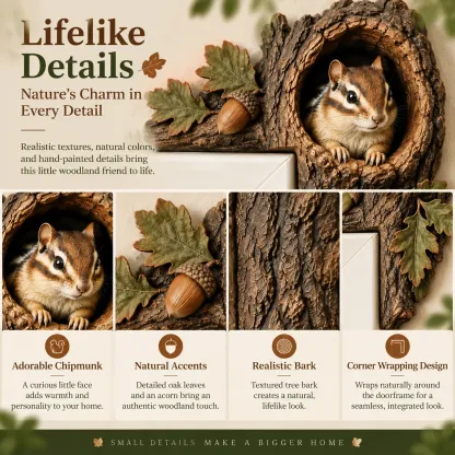🔥Last Day BUY 2 GET 1 FREE🐿️ 3D Chipmunk Tree Hollow Door Topper | Woodland Animal Doorway Decor For Cozy Nature Homes