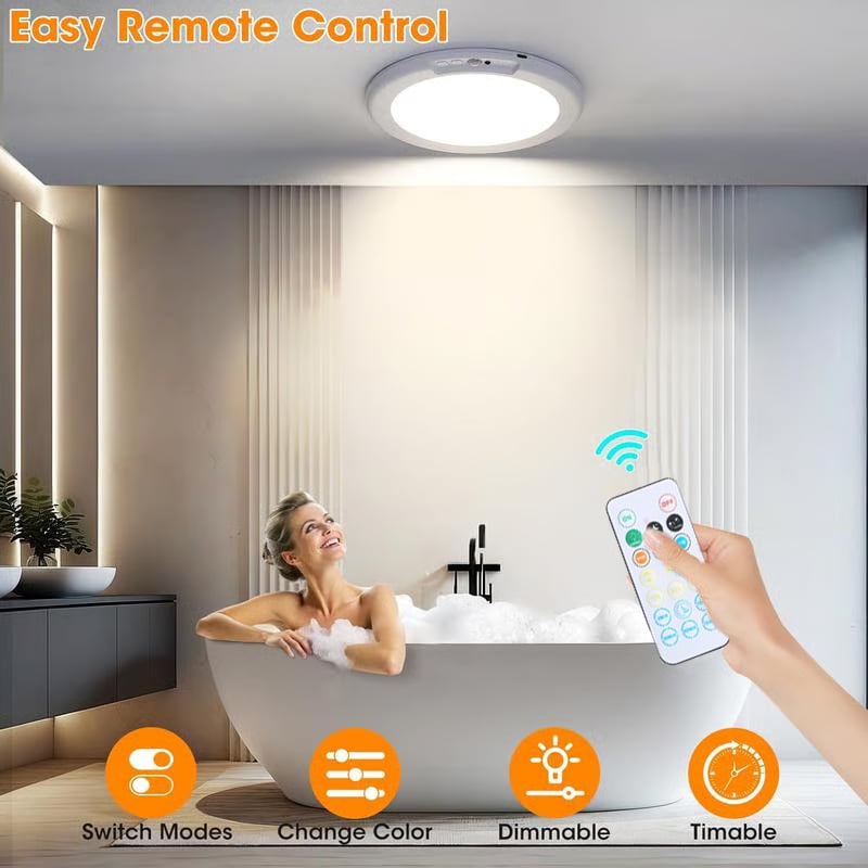 2026 New Rechargeable Motion Sensor Ceiling Light with Remote - Magnetic Wireless Ceiling Light Battery Powered for Closet Shower Stairs Shed Hallway Porch Patio ect