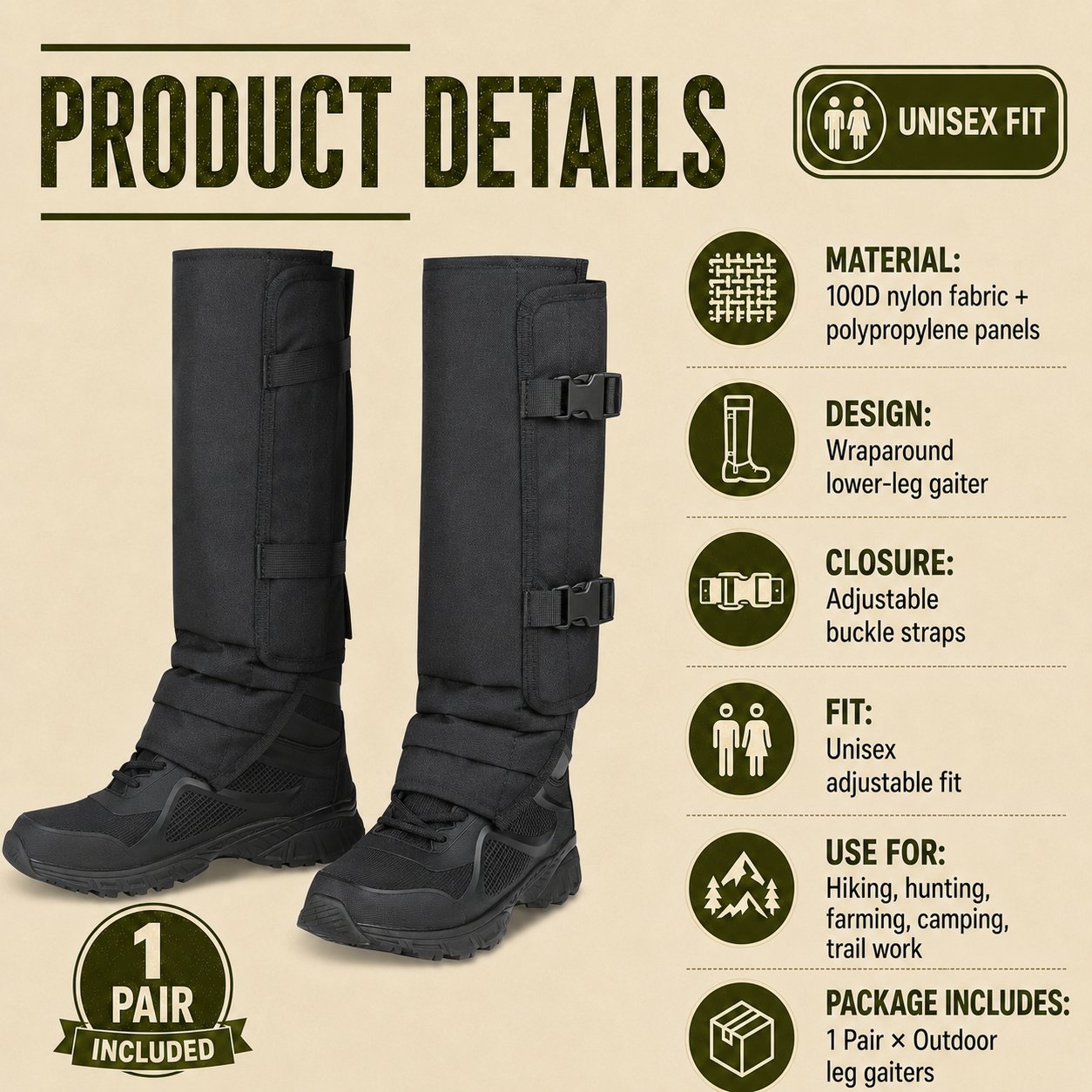 Heavy-Duty Armored Leg Gaiters & Gardening Shin Guards