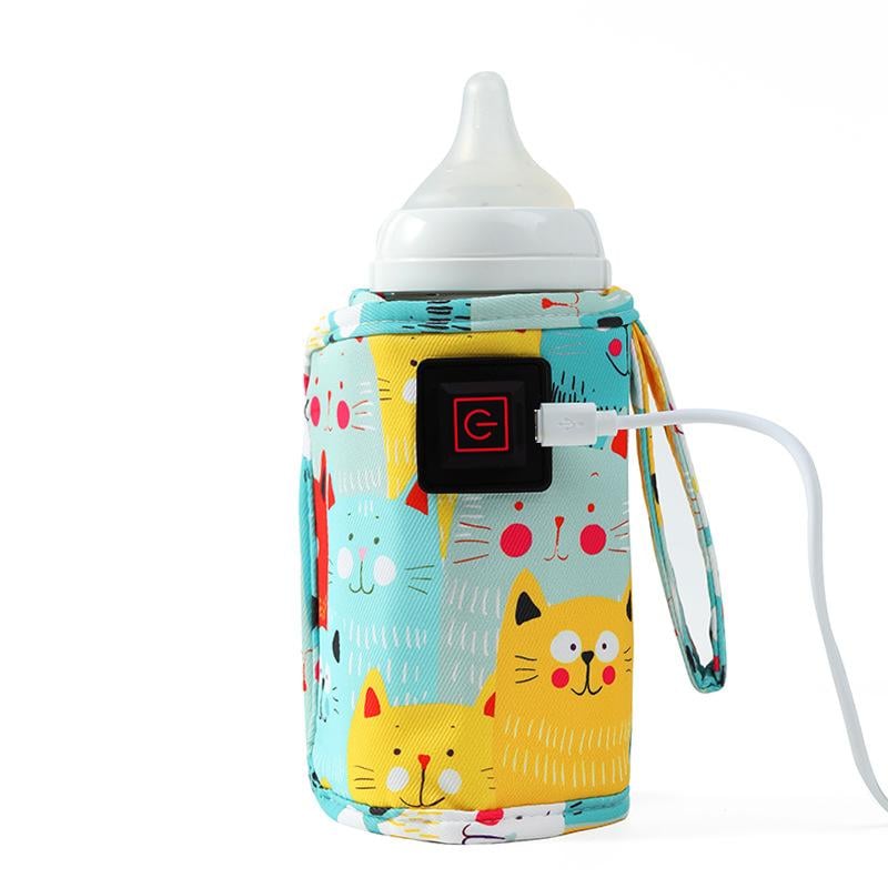Portable Heated Bottle Cover - Keep Baby&rsquo;s Milk Warm Anywhere! Universal Fit + 100cm Cord | Cute Cat Design