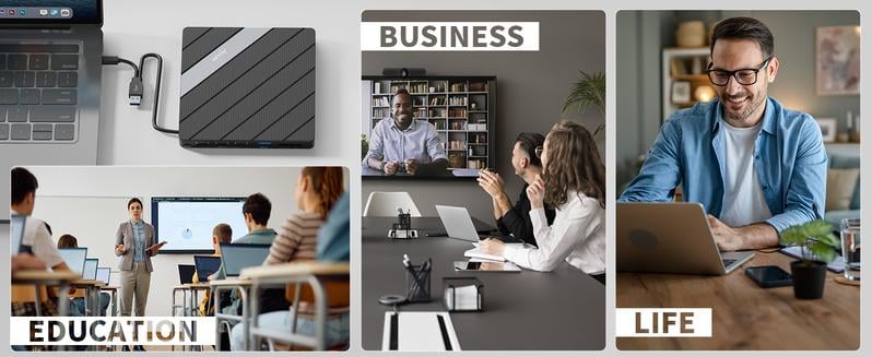 Alxum Laptop DVD Player USB C 3.0 Portable CD Burner with SD/TF Card Slot & 3 USB Ports Compatible with Mac, Windows, Linux Alxum Laptop DVD Player USB C 3.0 Portable CD Burner with SD/TF Card Slot & 3 USB Ports Compatible with Mac, Windows, Linux