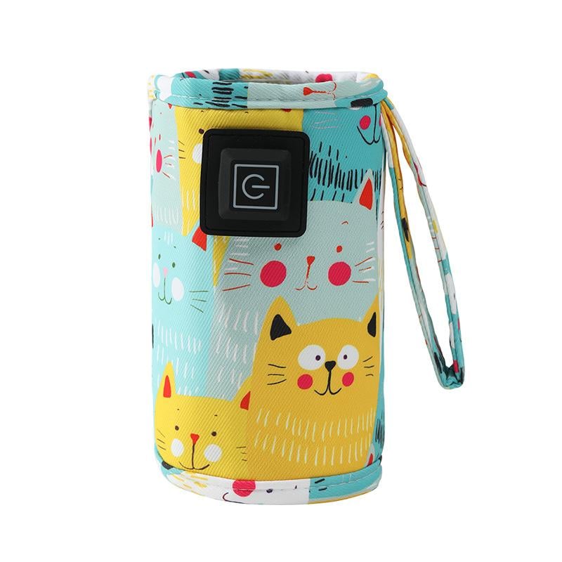 Portable Heated Bottle Cover - Keep Baby&rsquo;s Milk Warm Anywhere! Universal Fit + 100cm Cord | Cute Cat Design