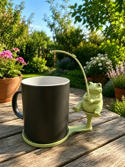 🔥Last Day BUY 3 GET 1 FREE🎣 Fishing Friends Teabag & Spoon Holder | Cute Mug-Rim Companion with Teabag String Holder, Mini Spoon Rest & Coaster Function 🍵