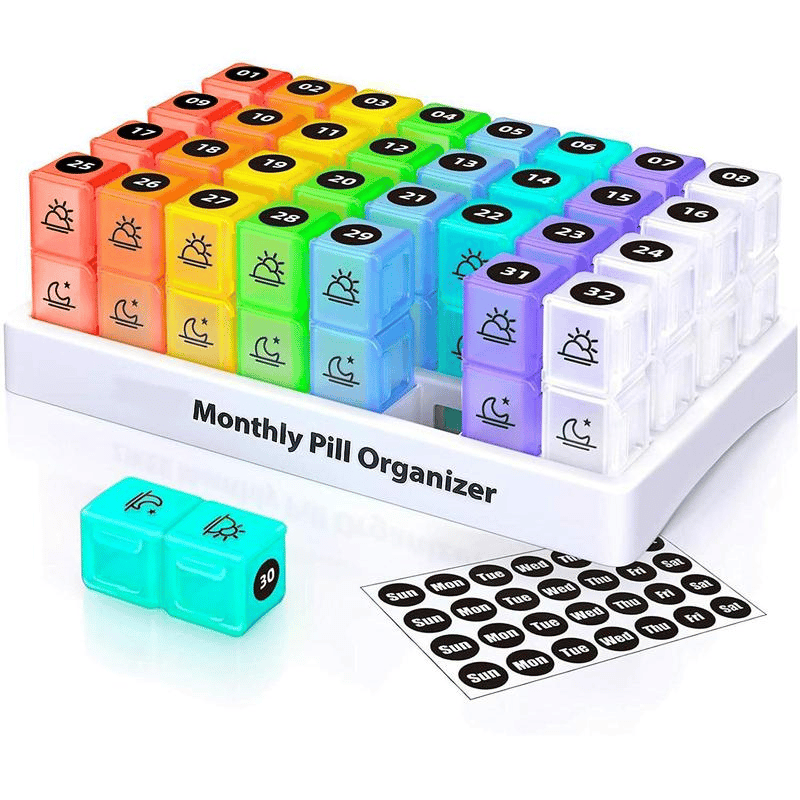 💊 Monthly AM/PM Pill Organizer – Twice-a-Day Medicine & Vitamin Stora