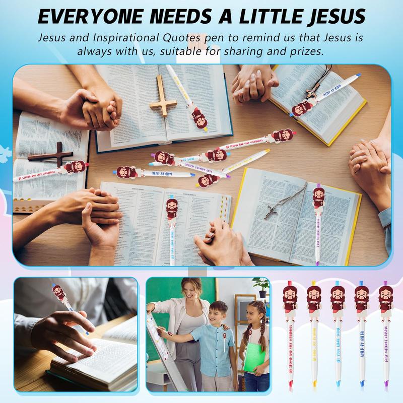 Mini Jesus Figures Pen Bible Verse Ballpoint Pen with Inspirational Quotes Creative Religious Baptism Gift for Teacher Family Bible Study and Daily Use School & Office Stationery Supplies Christmas Gift