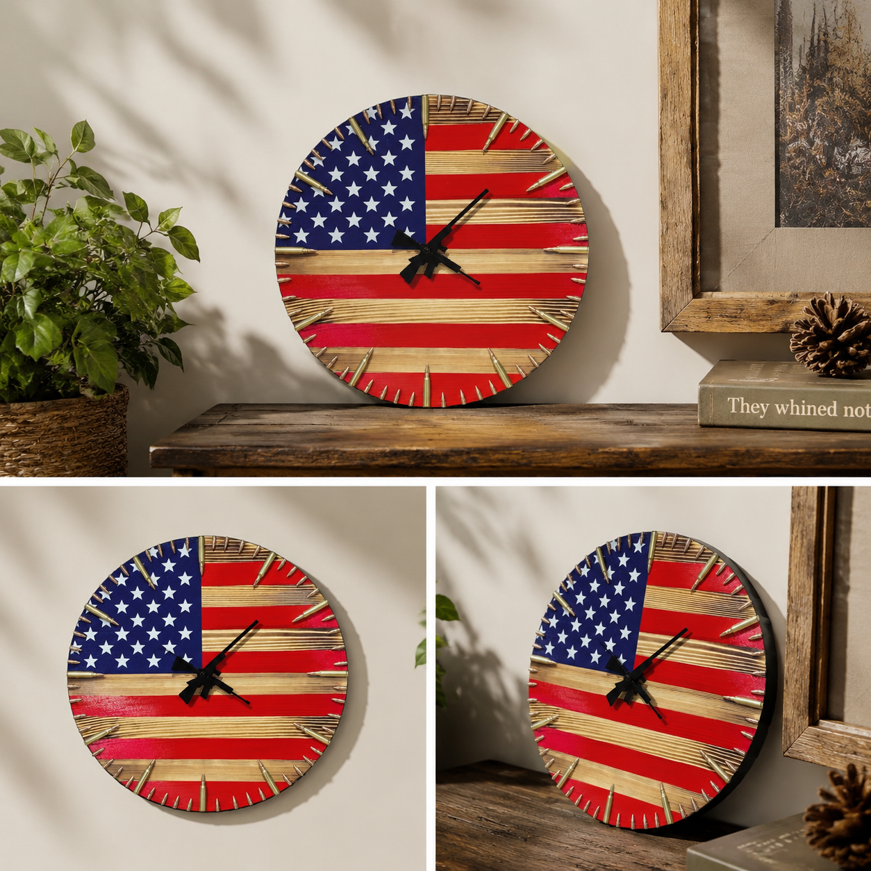 🔥100% Handmade American Flag Clock